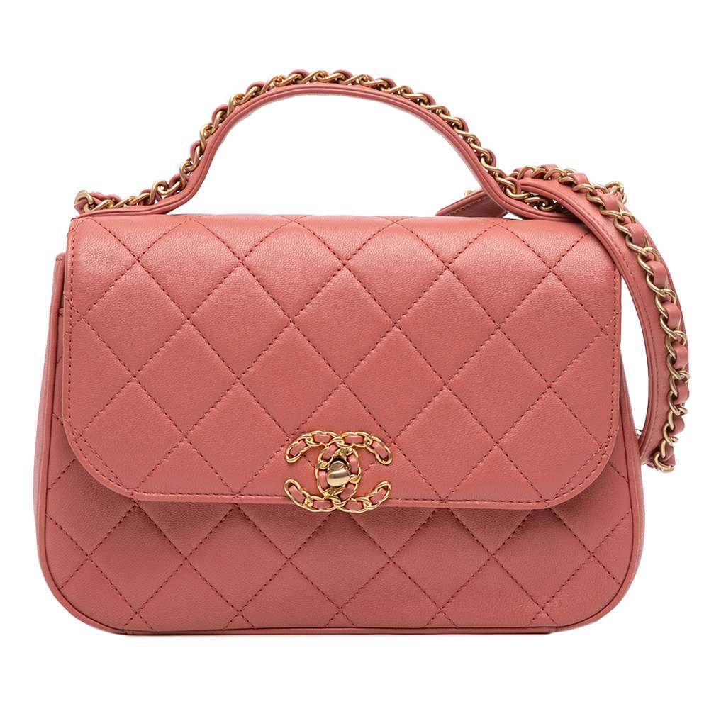 Chanel Quilted Lambskin Chain Infinity Top Handle Bag