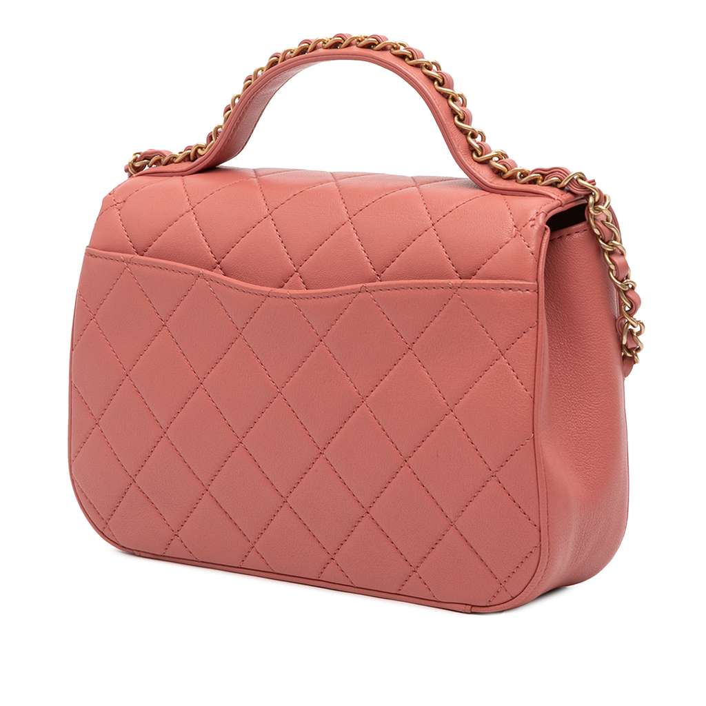 Chanel Quilted Lambskin Chain Infinity Top Handle Bag - Back view