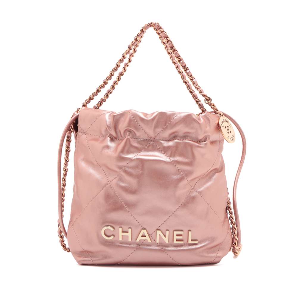 Chanel Mini Quilted Metallic Calfskin 22 Handbag