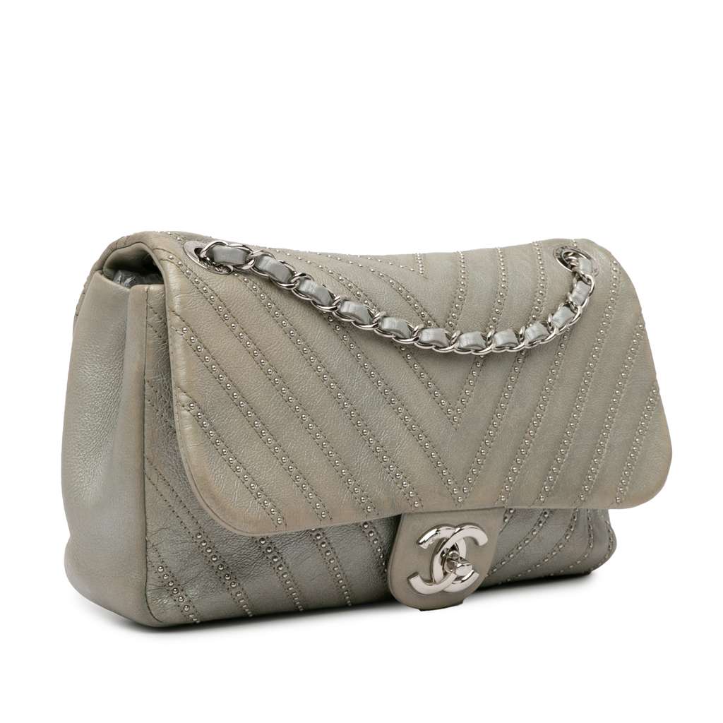 Chanel Medium Chevron Calfskin Stud Wars Flap - Back view