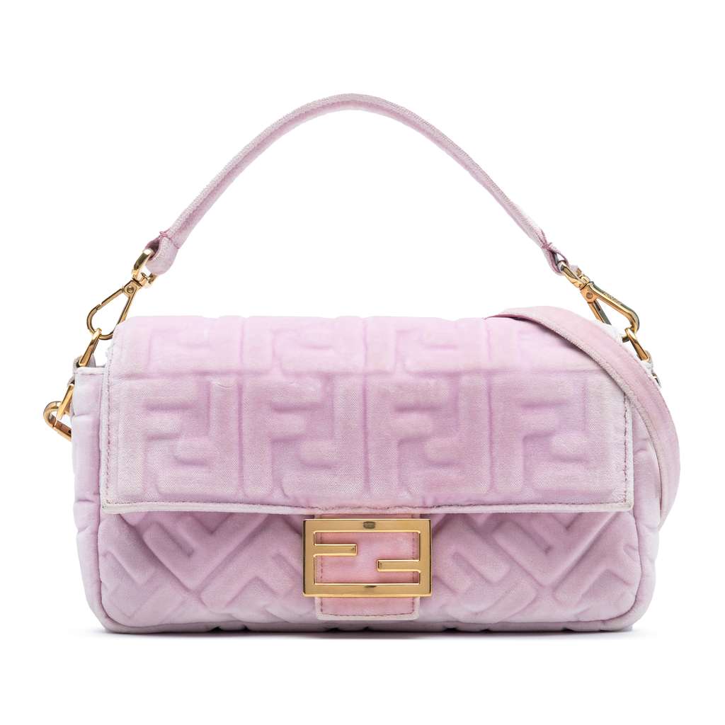 Fendi Zucca Embossed Velvet Baguette Satchel