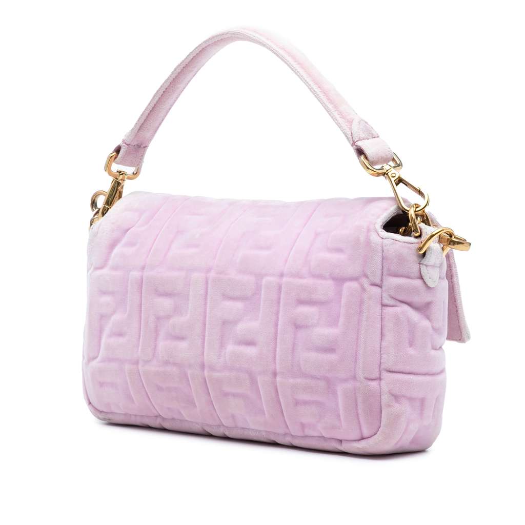 Fendi Zucca Embossed Velvet Baguette Satchel - Back view