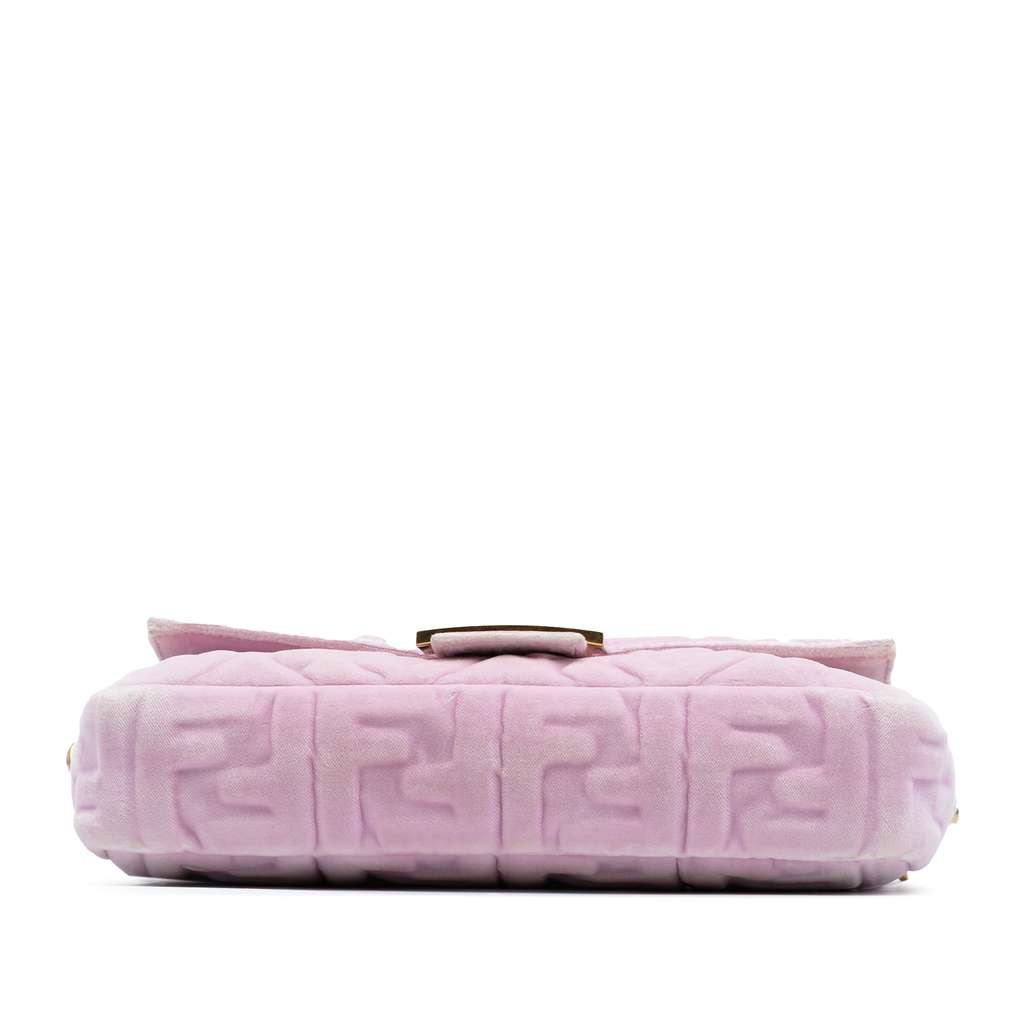 Fendi Zucca Embossed Velvet Baguette Satchel - Image 6
