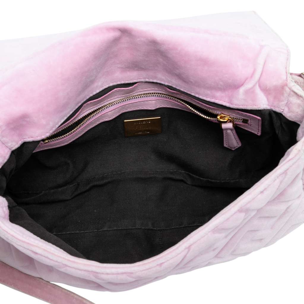 Fendi Zucca Embossed Velvet Baguette Satchel - 4