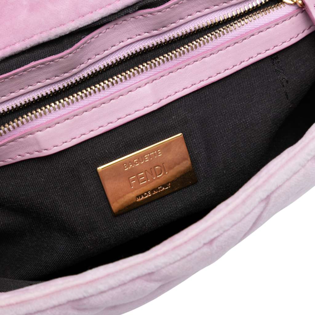 Fendi Zucca Embossed Velvet Baguette Satchel - Detail 1