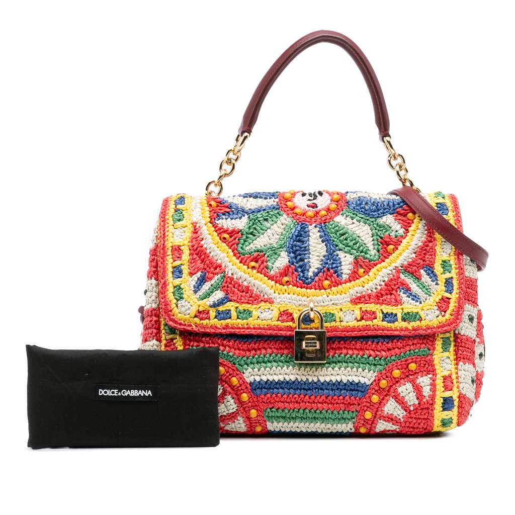 Dolce & Gabbana Raffia Crochet Sicilian Cart Miss Sicily Satchel - Image 12