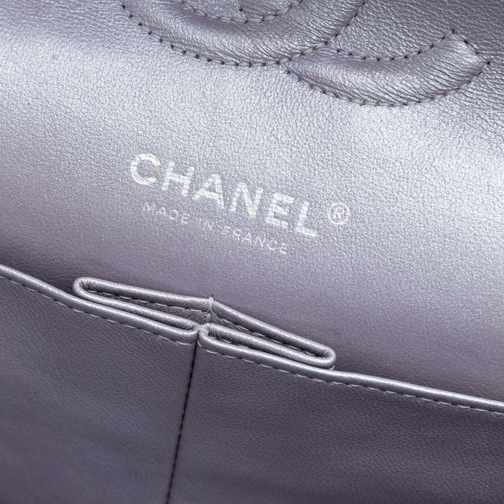 Chanel Medium Classic Metallic Calfskin Double Flap - Side view