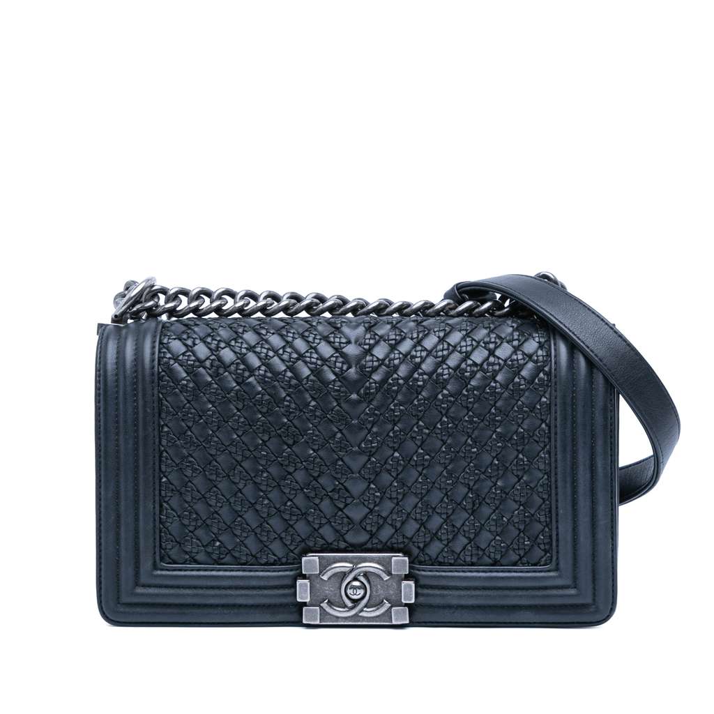 Chanel Old Medium Braided Calfskin Boy Flap