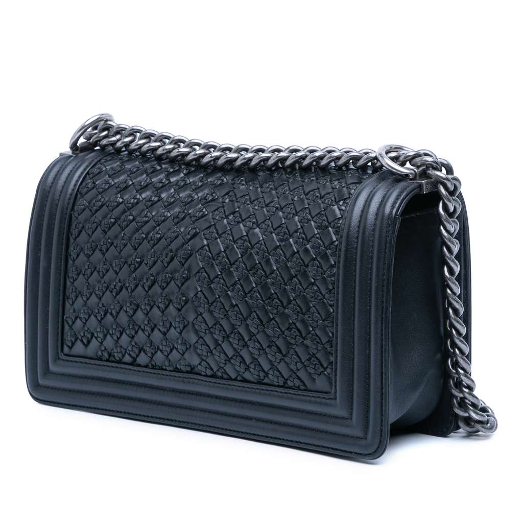 Chanel Old Medium Braided Calfskin Boy Flap - Back view