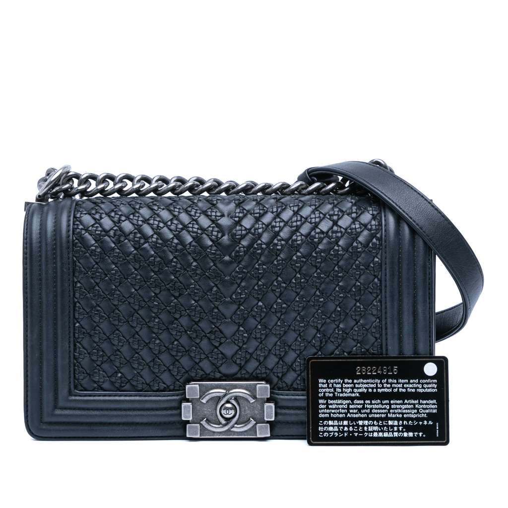 Chanel Old Medium Braided Calfskin Boy Flap - Image 13