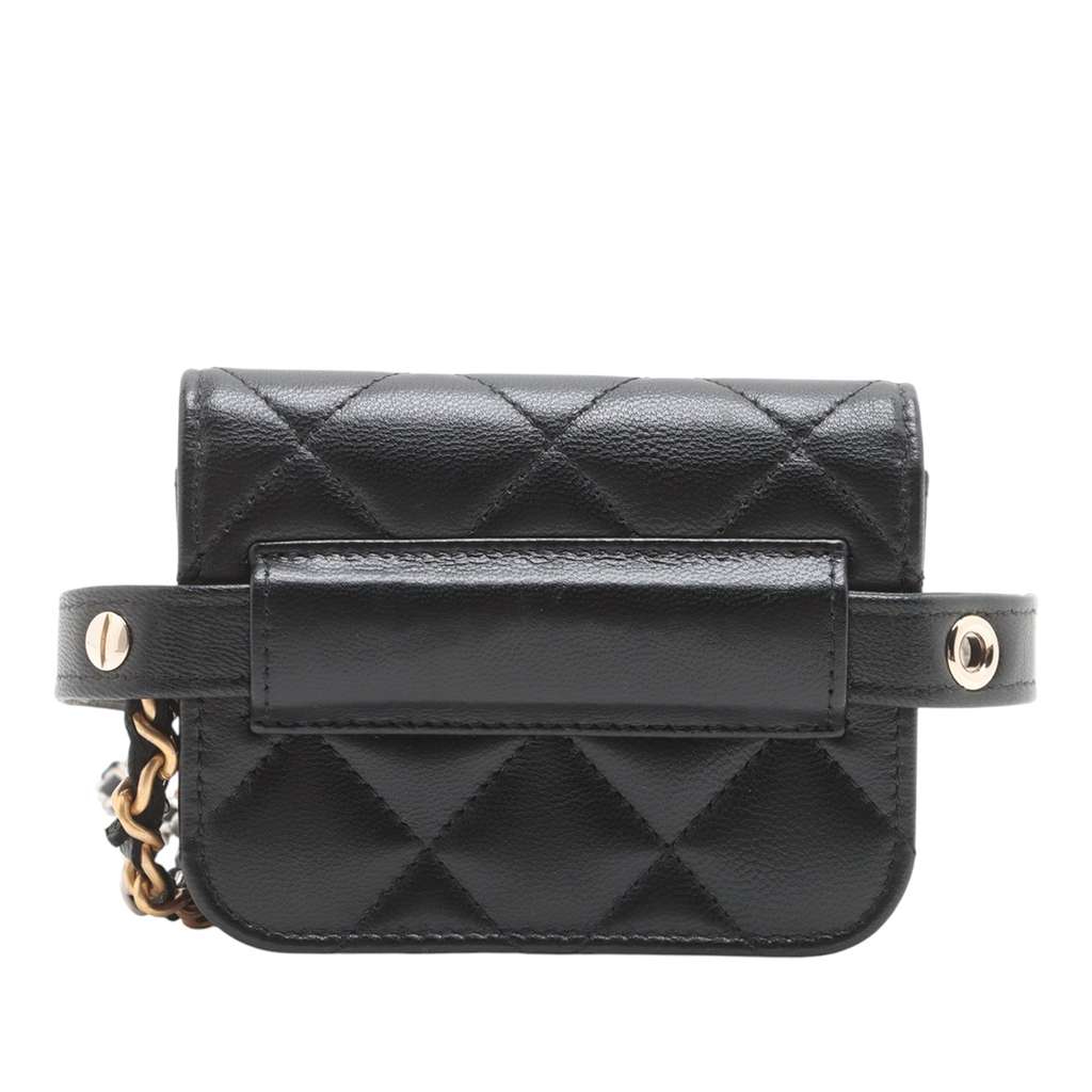 Chanel Mini Quilted Goatskin Punk Essentials Chain Flap Belt Bag - Back view