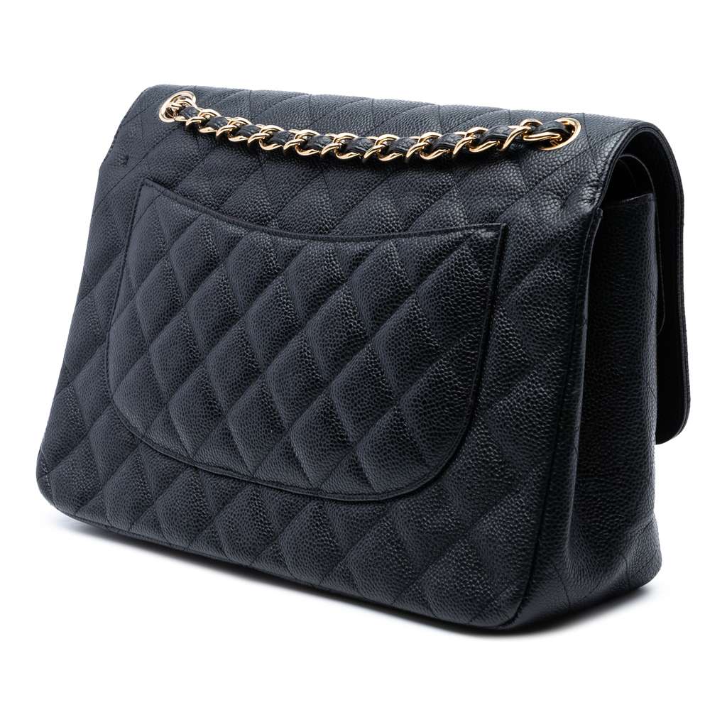 Chanel Jumbo Classic Caviar Double Flap - Back view