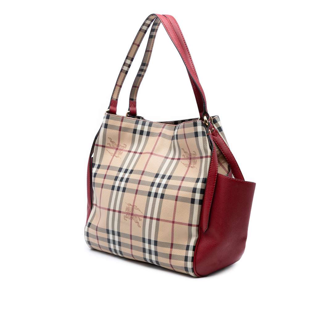 Burberry Small Leather Trimmed Haymarket Check Coated Canvas Canterbury Tote - Back view