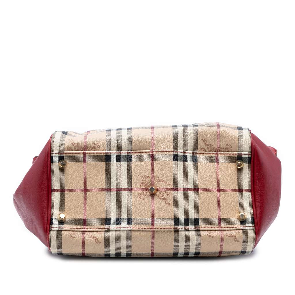 Burberry Small Leather Trimmed Haymarket Check Coated Canvas Canterbury Tote - Image 6