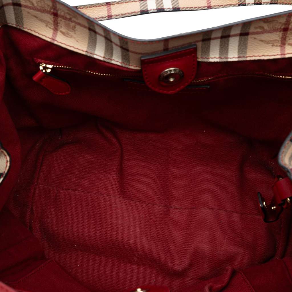 Burberry Small Leather Trimmed Haymarket Check Coated Canvas Canterbury Tote - 4