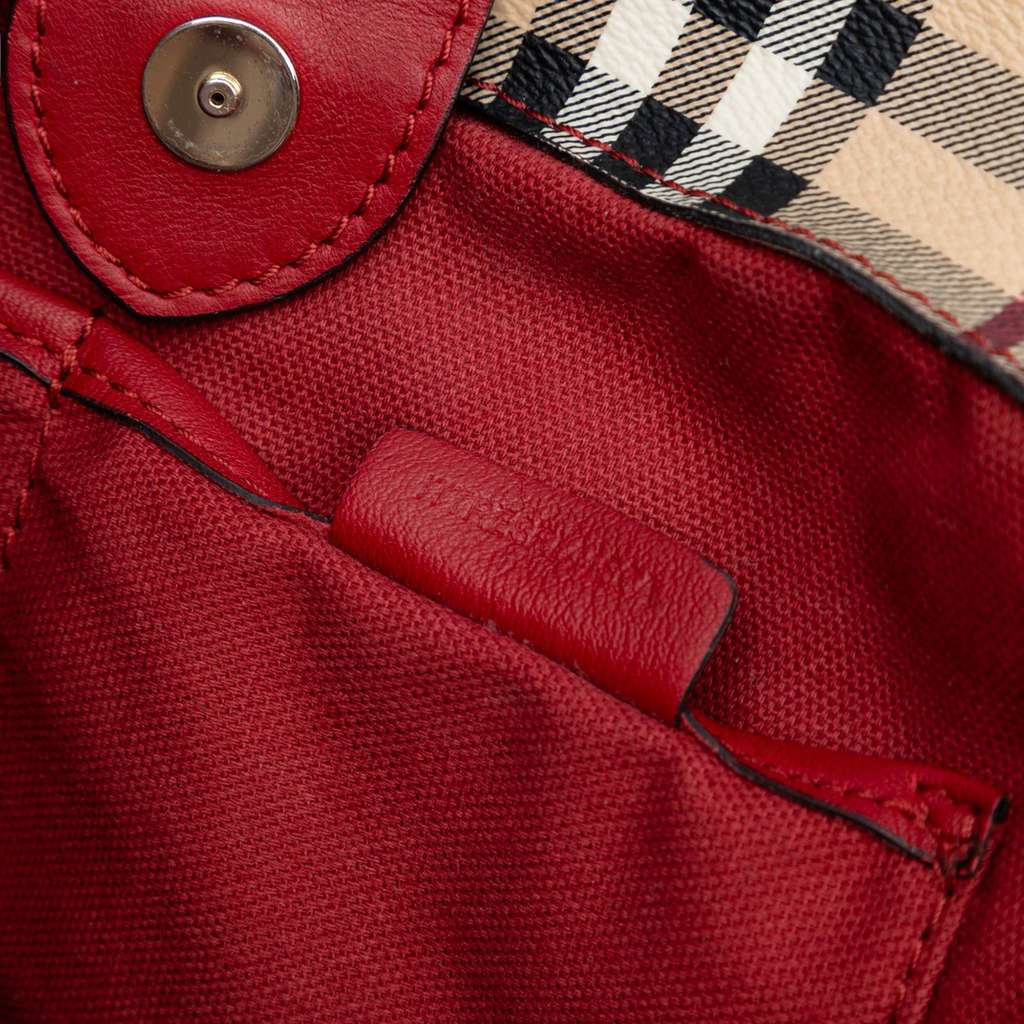 Burberry Small Leather Trimmed Haymarket Check Coated Canvas Canterbury Tote - Side view