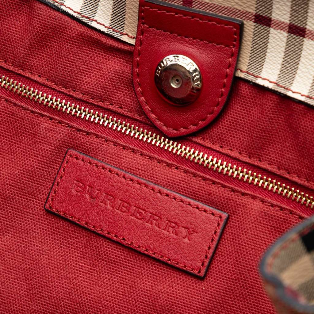 Burberry Small Leather Trimmed Haymarket Check Coated Canvas Canterbury Tote - Detail 1
