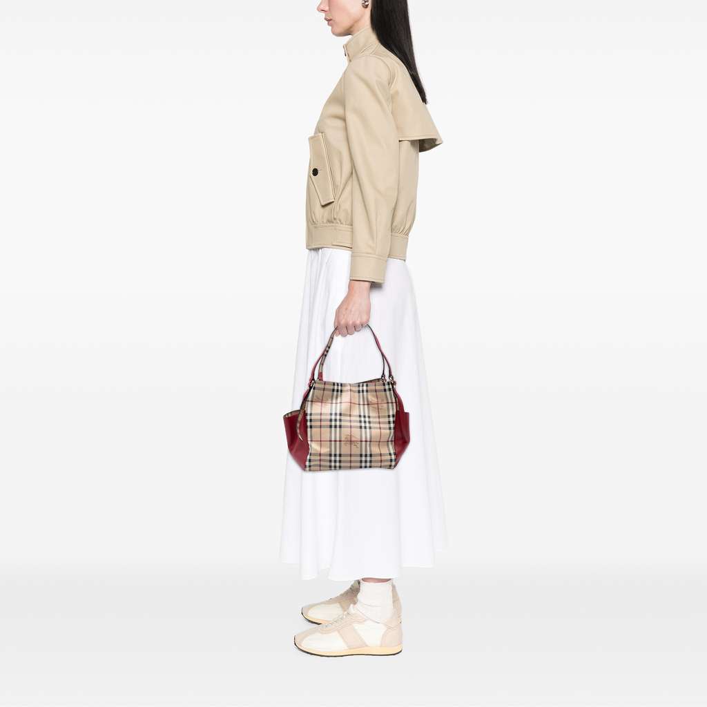 Burberry Small Leather Trimmed Haymarket Check Coated Canvas Canterbury Tote - Detail 2