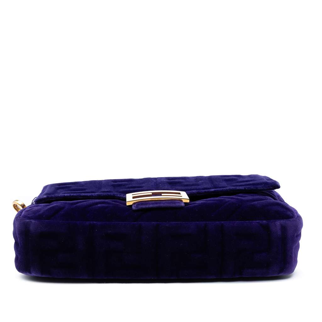 Fendi Zucca Embossed Velvet Baguette Satchel - Image 6