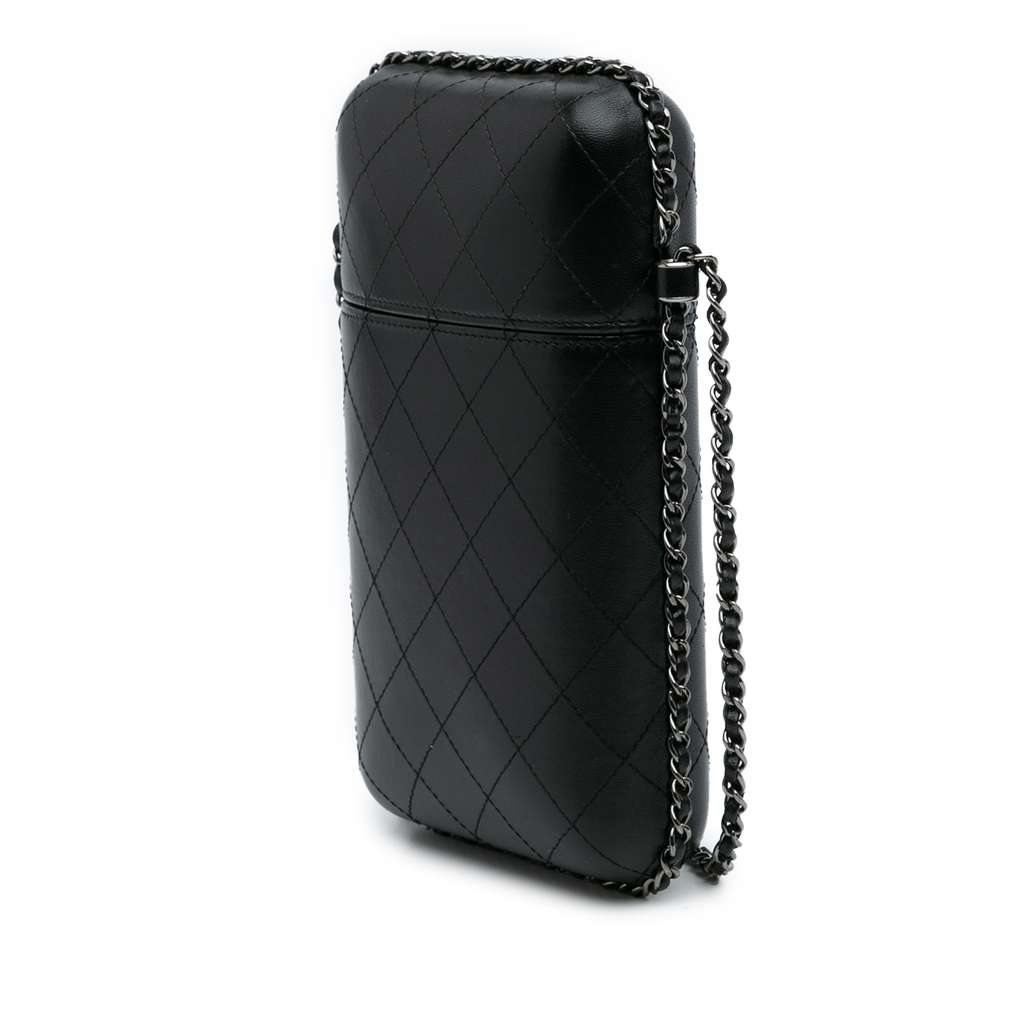 Chanel CC Quilted Lambskin Chain Around Phone Holder - Back view