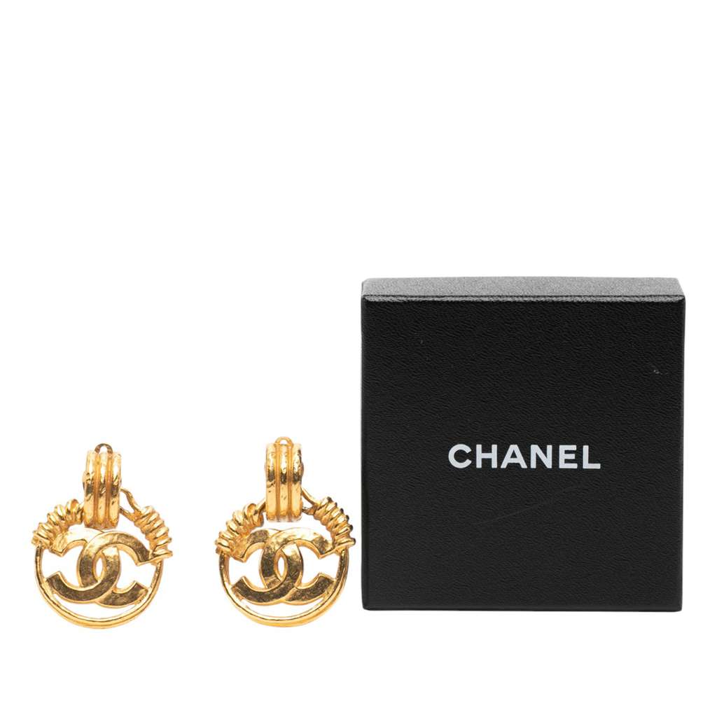 Chanel Gold Plated CC Swing Clip on Earrings - 4