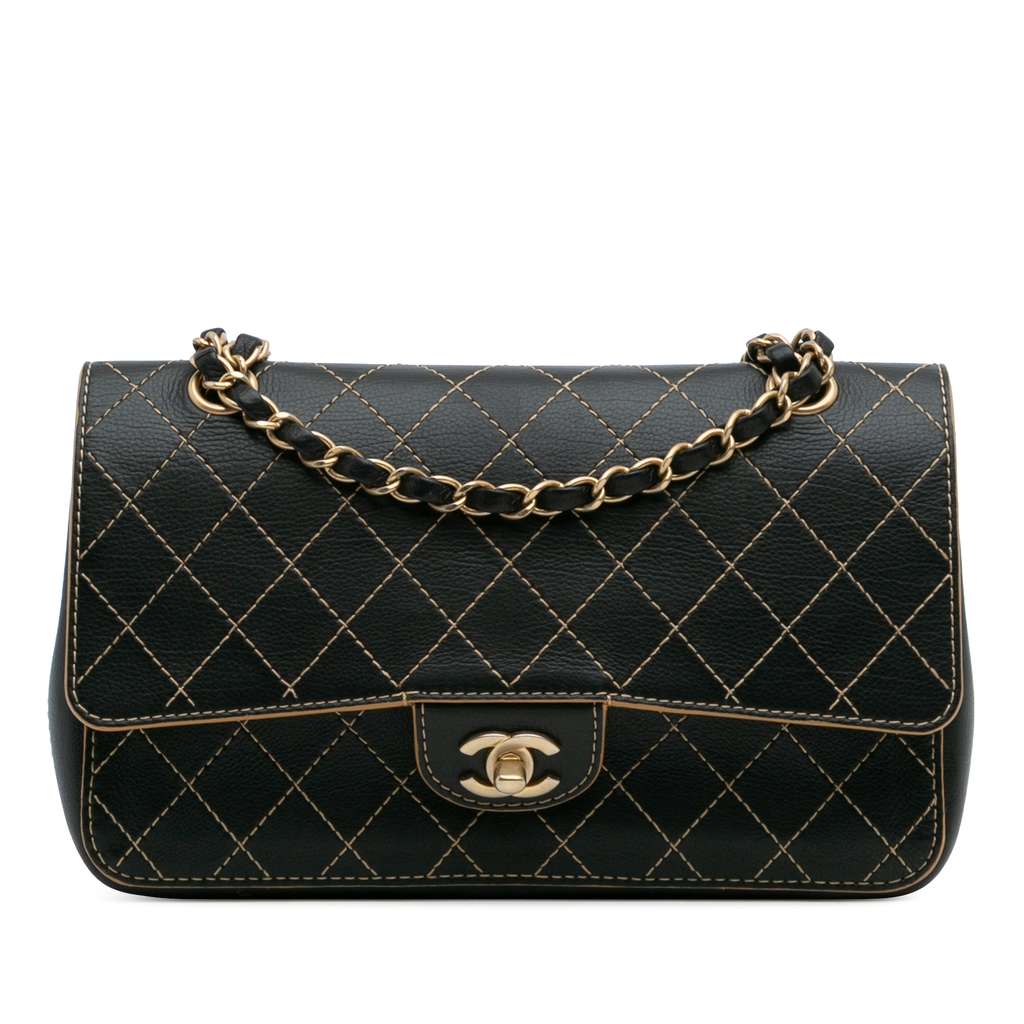 Chanel Medium Classic Calfskin Wild Stitch Double Flap