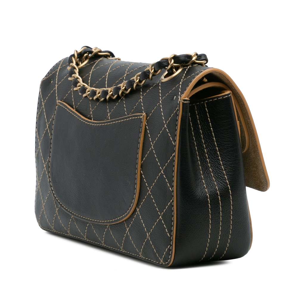 Chanel Medium Classic Calfskin Wild Stitch Double Flap - Back view