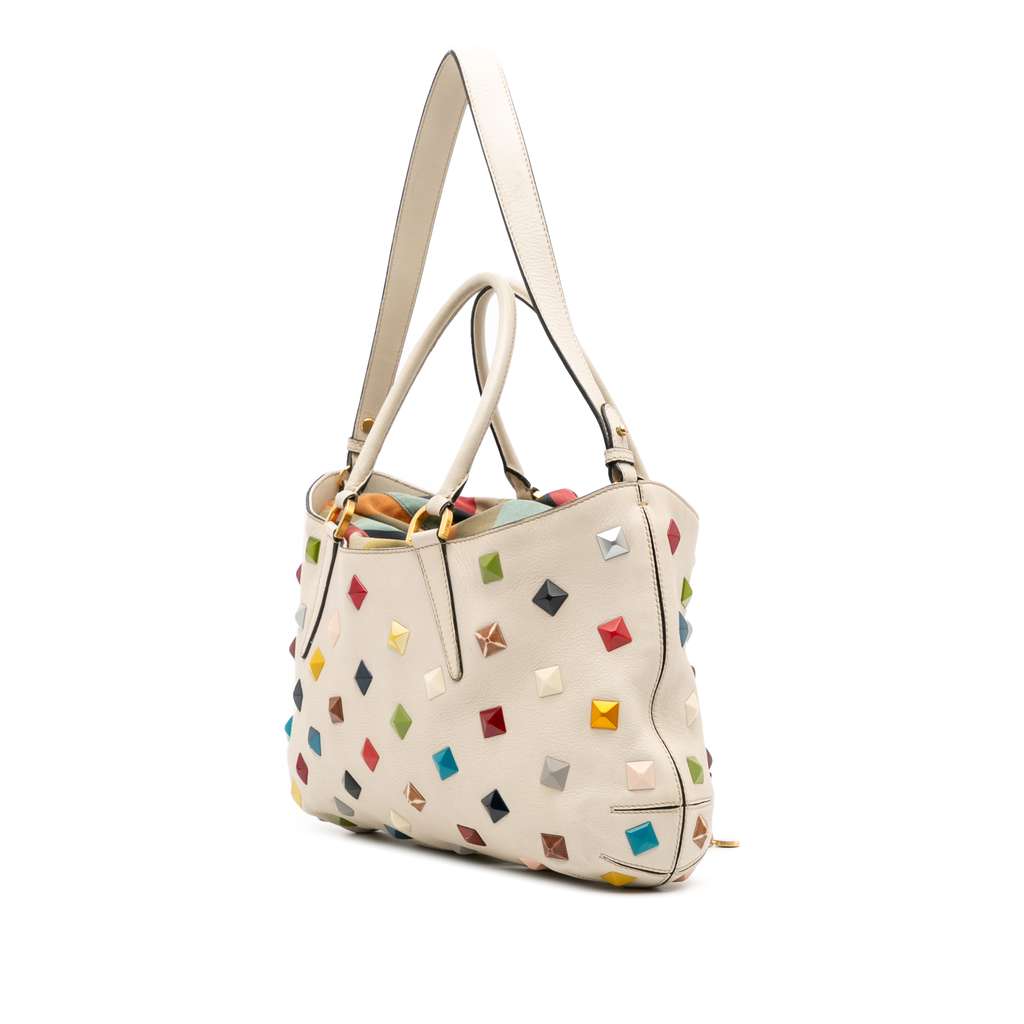 Fendi Medium Studded Leather B Fab Drawstring Tote - Back view