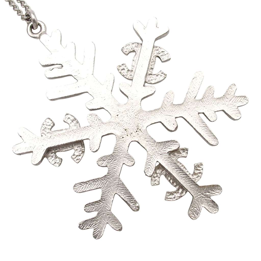 Chanel Silver Plated CC Rhinestone Snowflake Pendant Necklace - 4