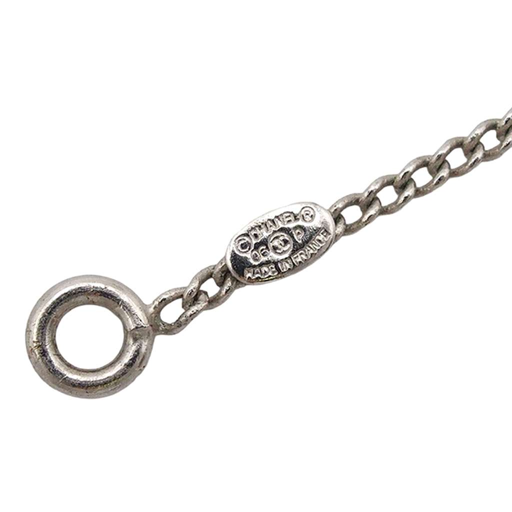 Chanel Silver Plated CC Rhinestone Snowflake Pendant Necklace - 5