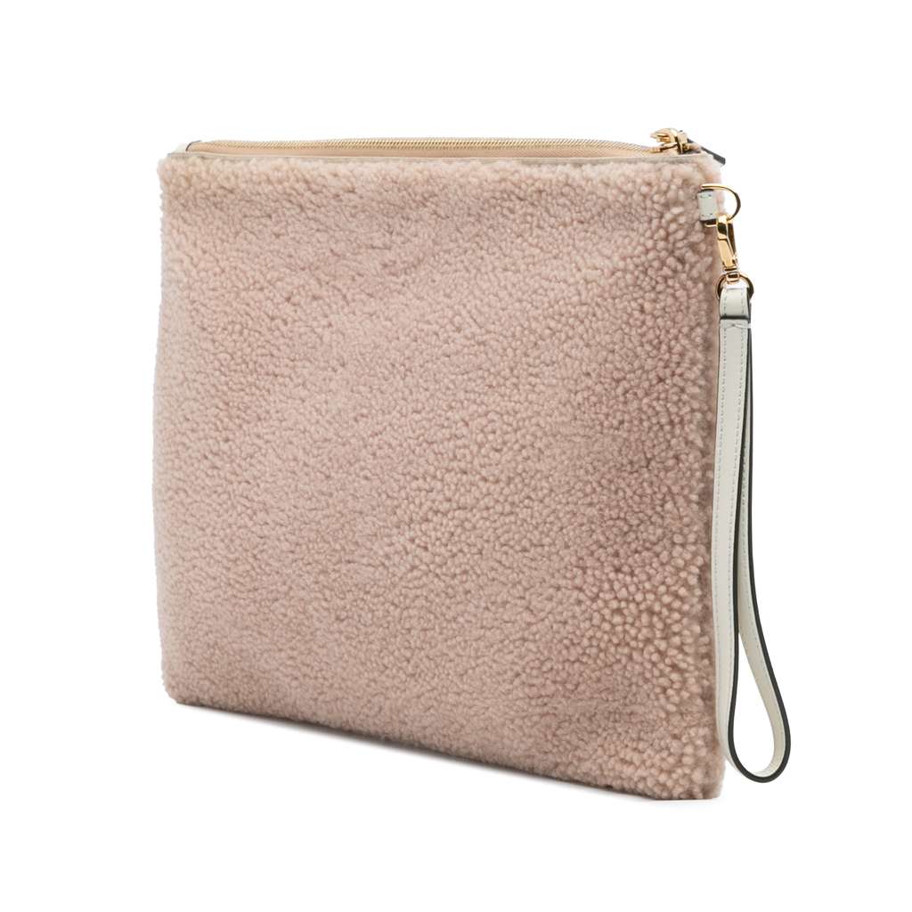 Fendi Shearling Logo Flat Pouch - Back view