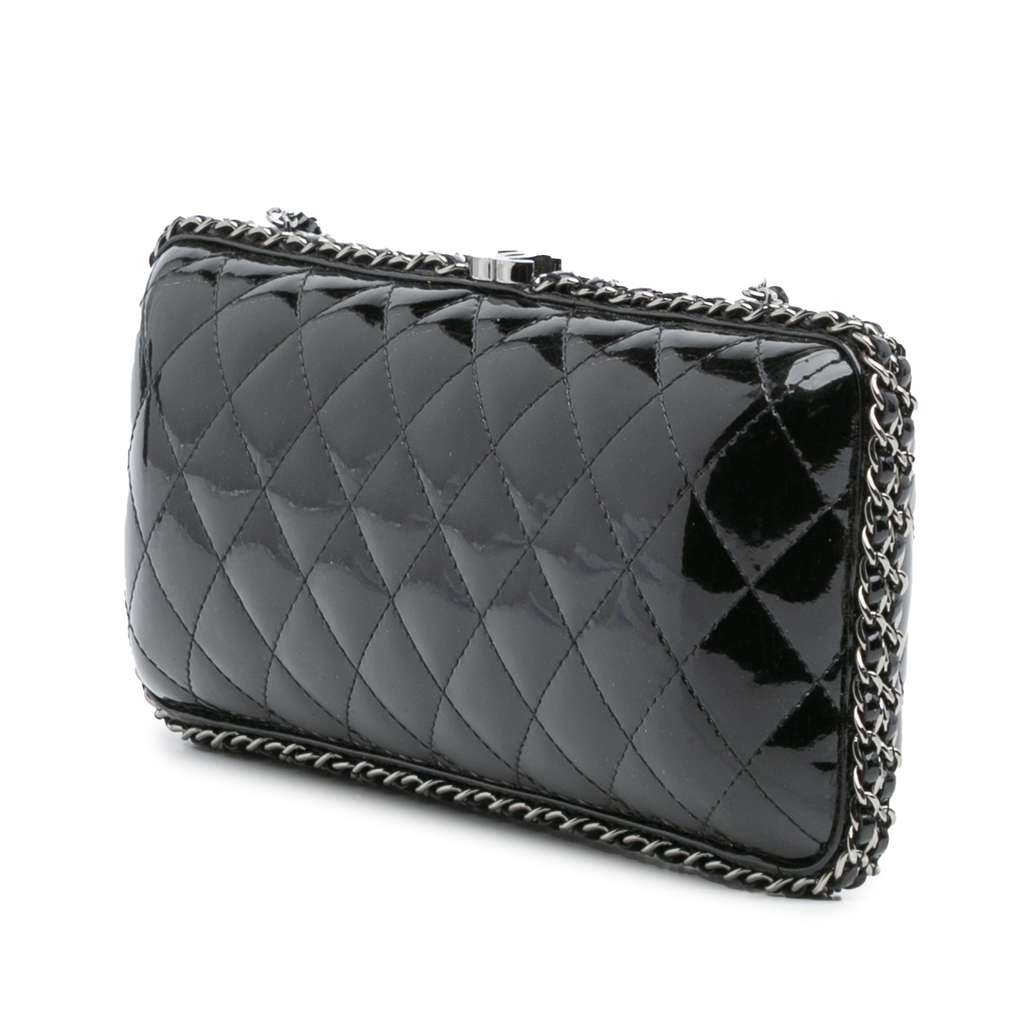 Chanel Quilted Patent Chain Around Clutch - Back view