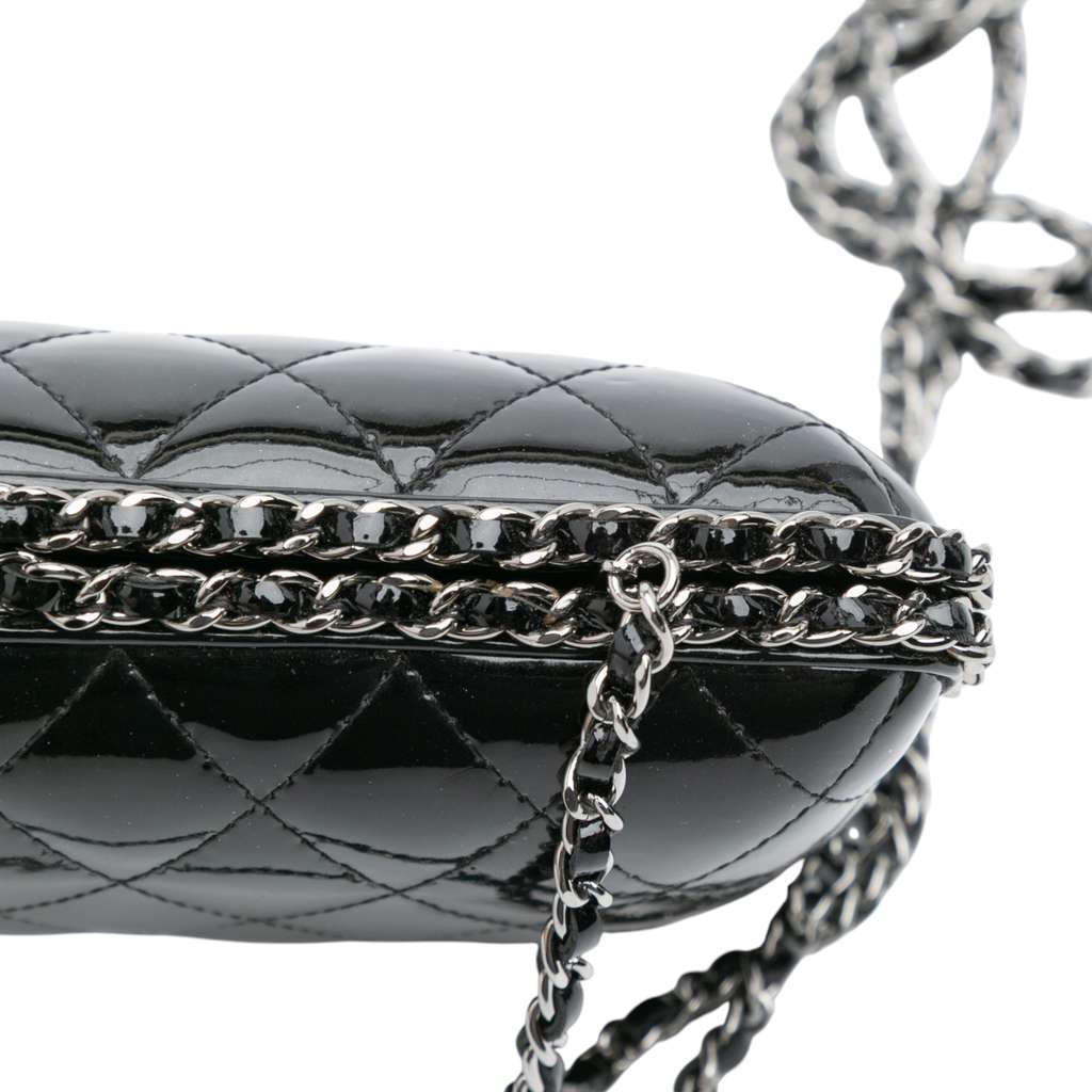 Chanel Quilted Patent Chain Around Clutch - Image 10