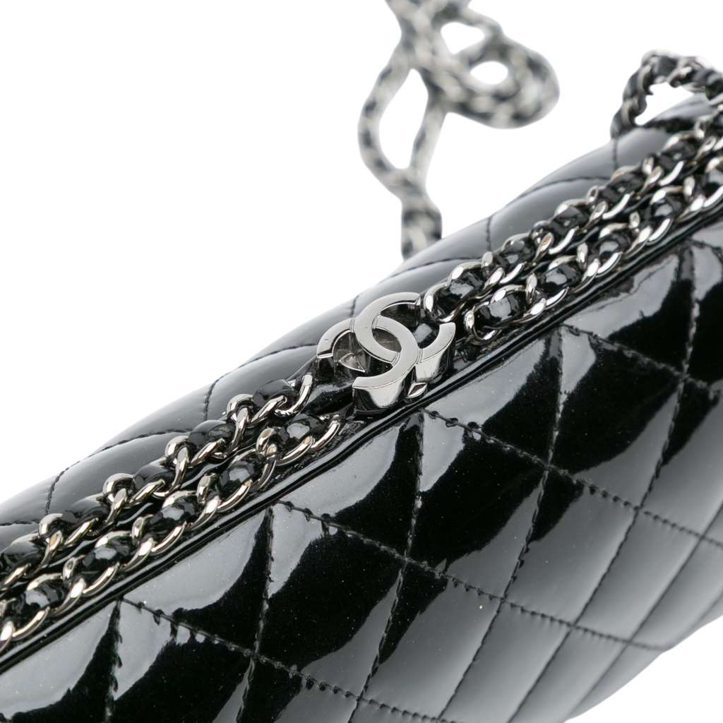 Chanel Quilted Patent Chain Around Clutch - Image 11