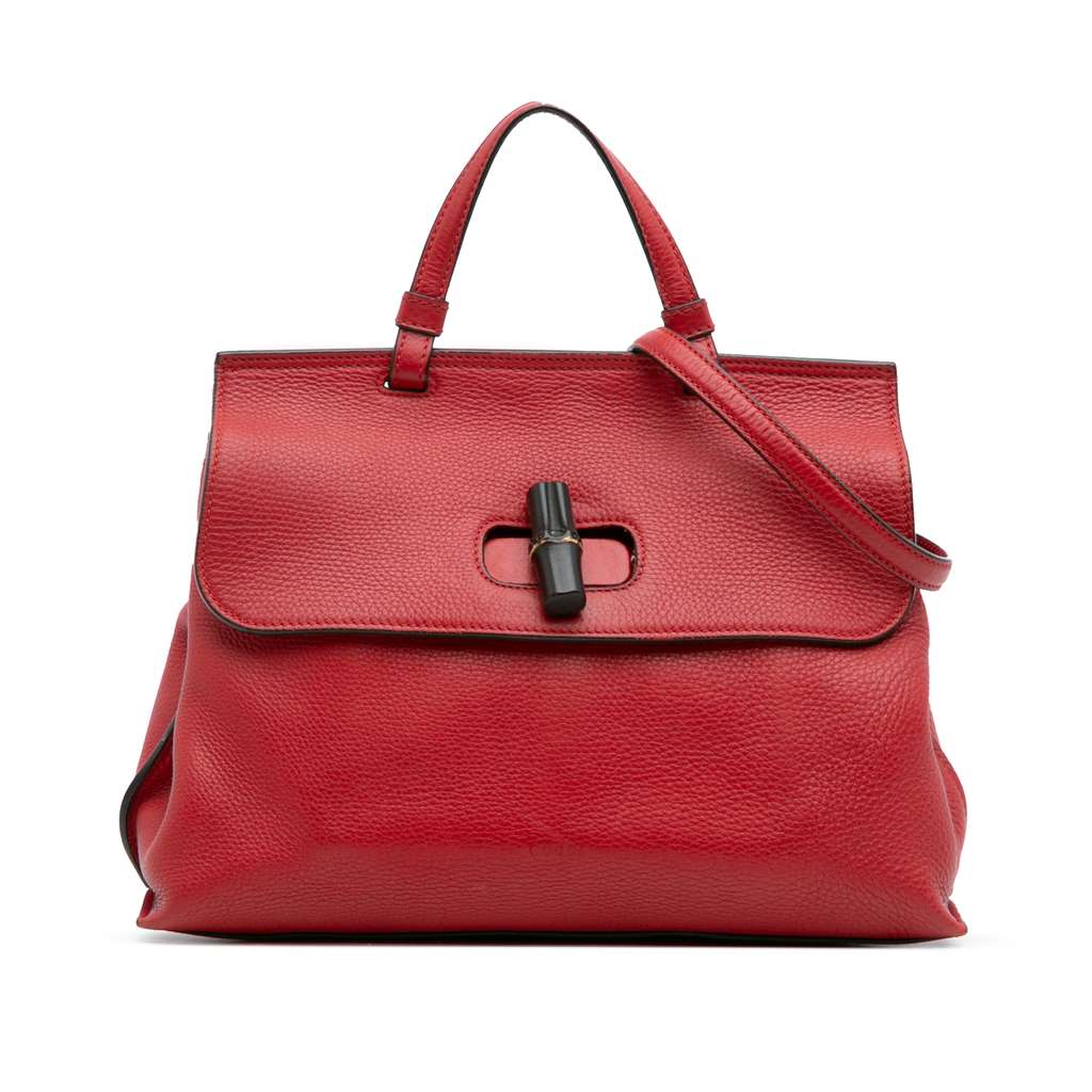 Gucci Medium Leather Bamboo Daily Satchel