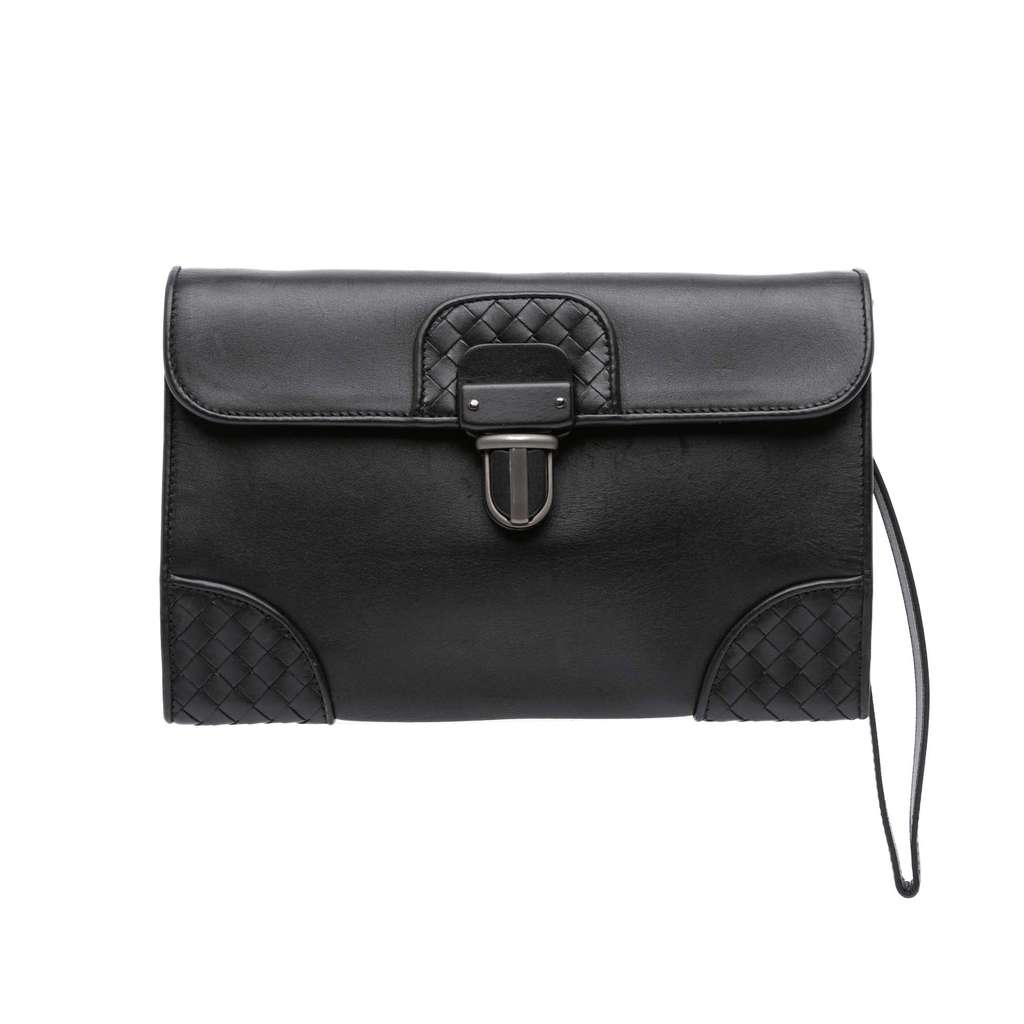 Bottega Veneta Intrecciato Trimmed Nappa Slide Lock Clutch