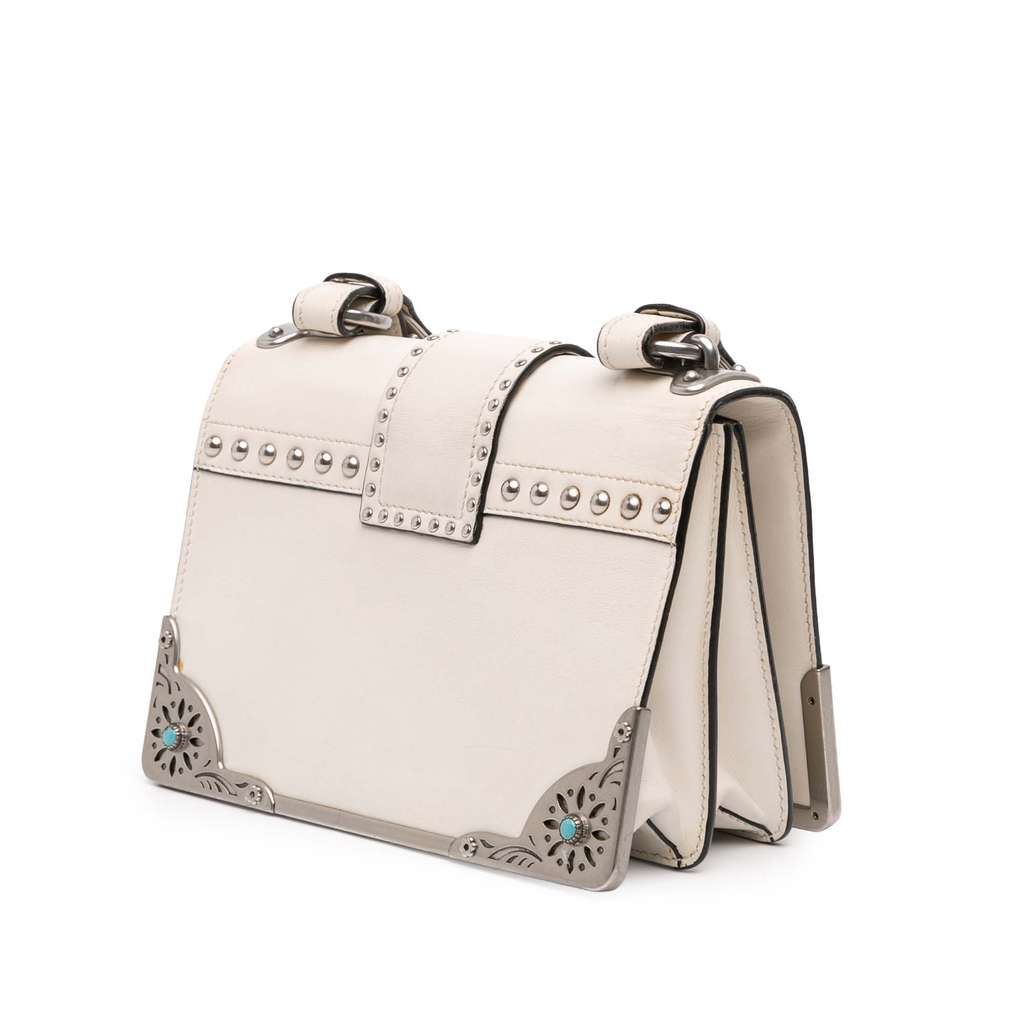 Prada City Calf Studded Folk Cahier Crossbody - Back view