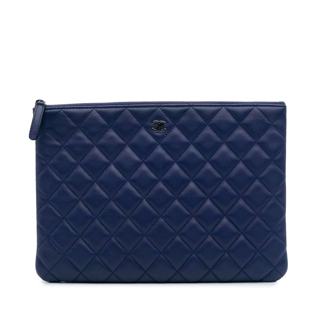 Chanel Medium Quilted Lambskin O Case Clutch