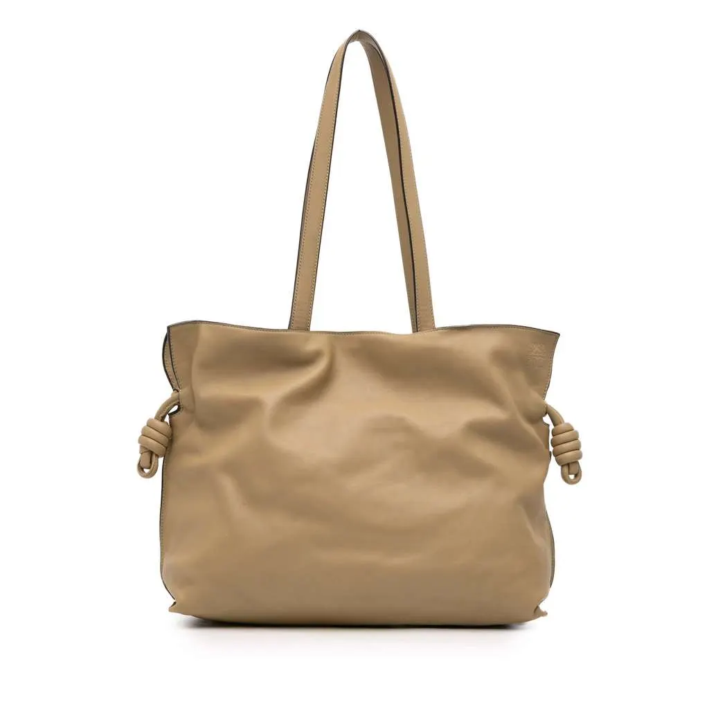 Loewe Large Calfskin Flamenco Knot Clutch Brown Leather Good - Front View
