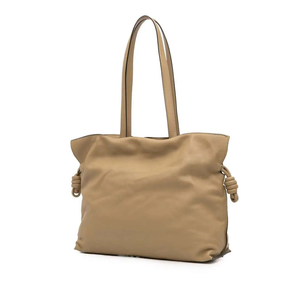 Loewe Large Calfskin Flamenco Knot Clutch Brown Leather Good - Back View