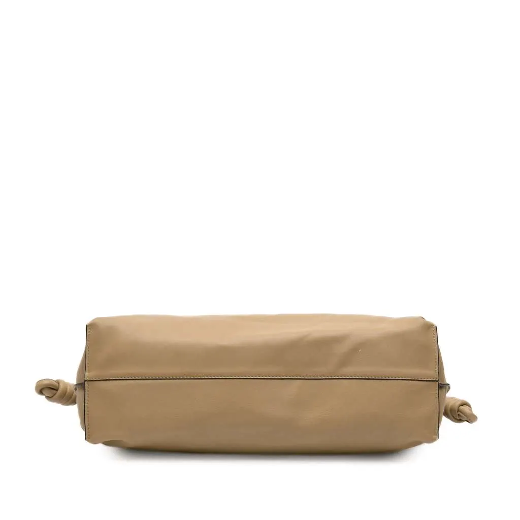 Loewe Large Calfskin Flamenco Knot Clutch Brown Leather Good - Inside View