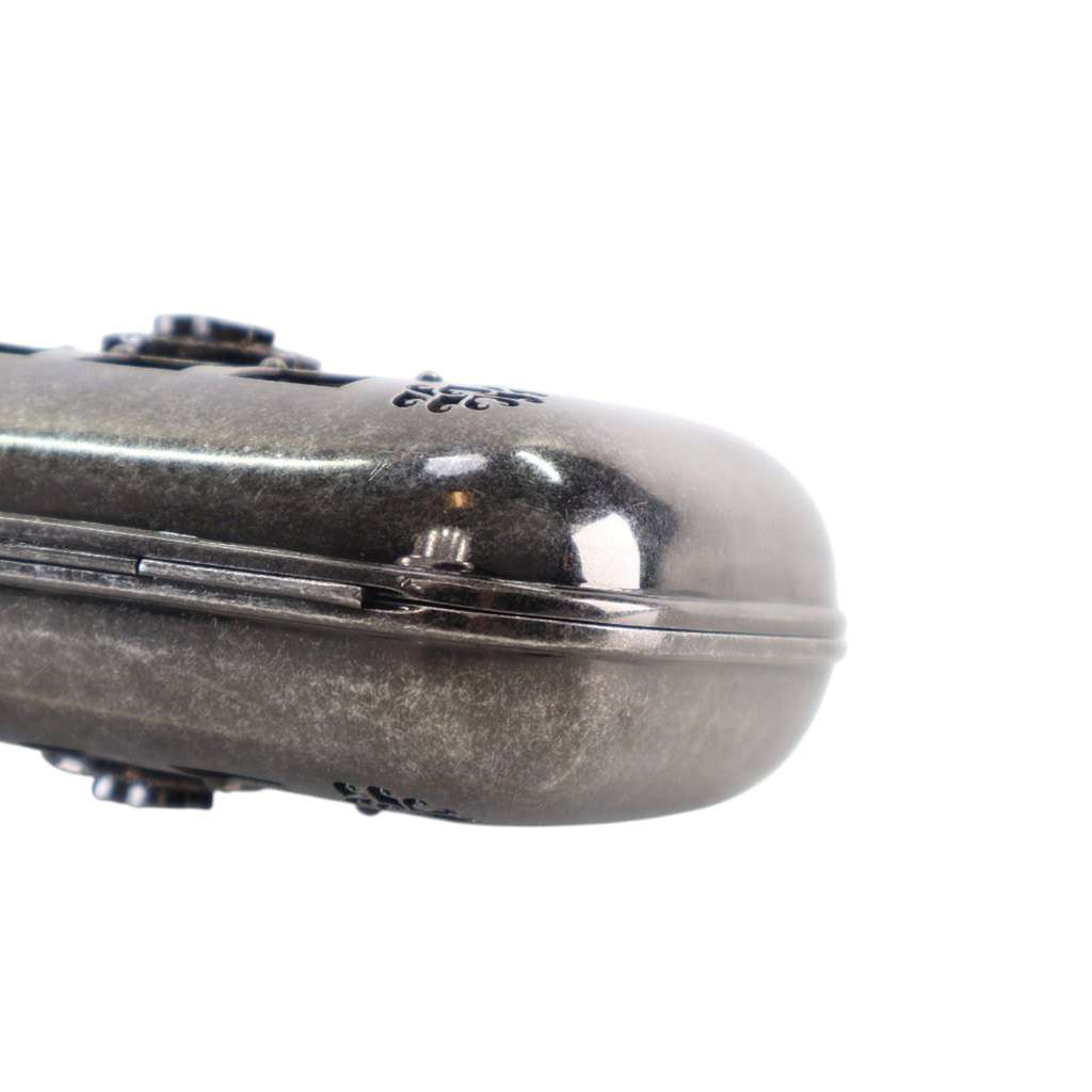 Chanel Paris Edinburgh Mini Gunmetal Grid Cage Clutch on Chain - Image 13