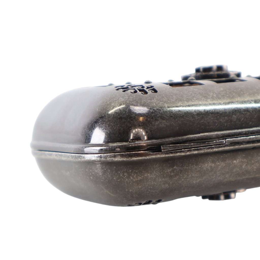 Chanel Paris Edinburgh Mini Gunmetal Grid Cage Clutch on Chain - Image 14