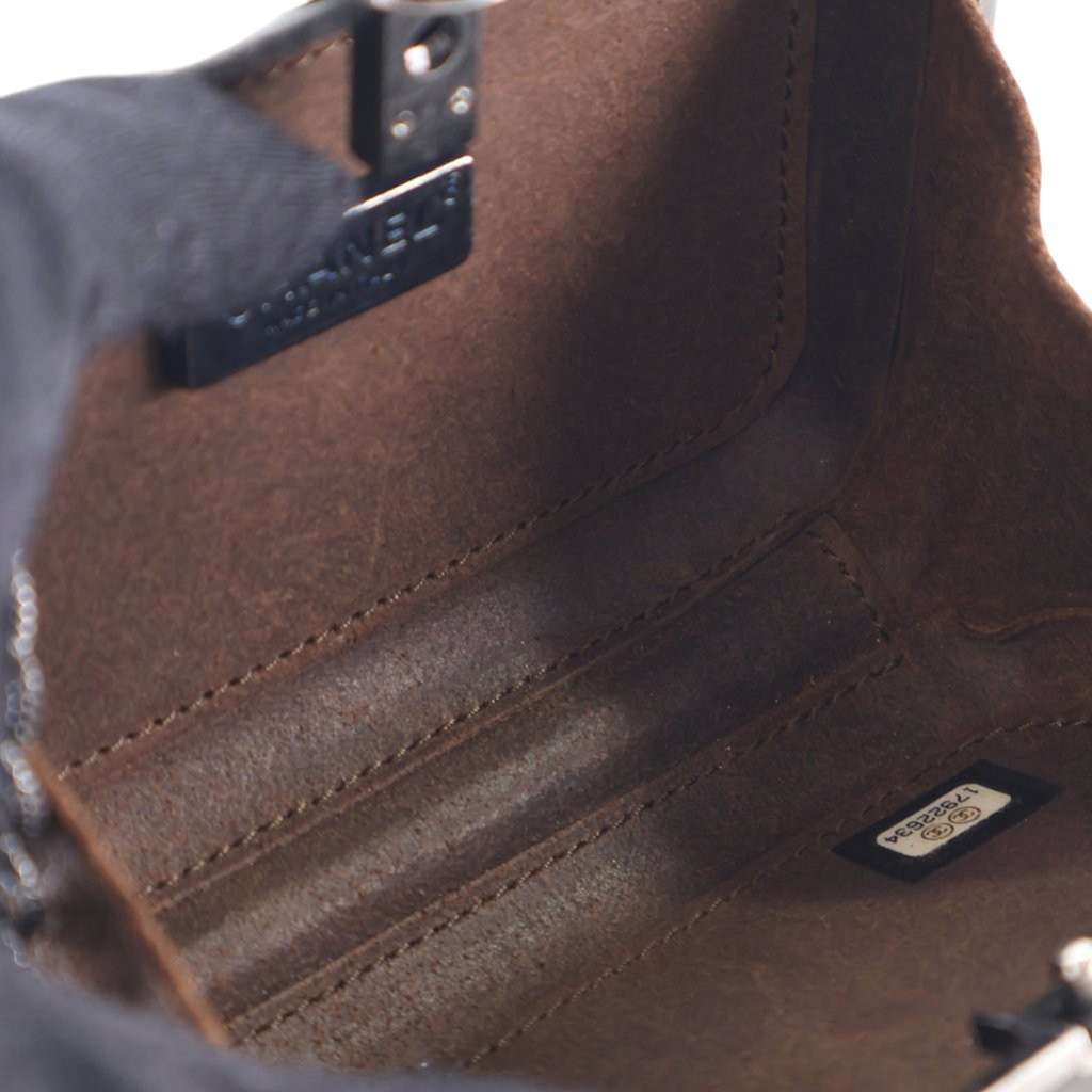 Chanel Paris Edinburgh Mini Gunmetal Grid Cage Clutch on Chain - Detail 1