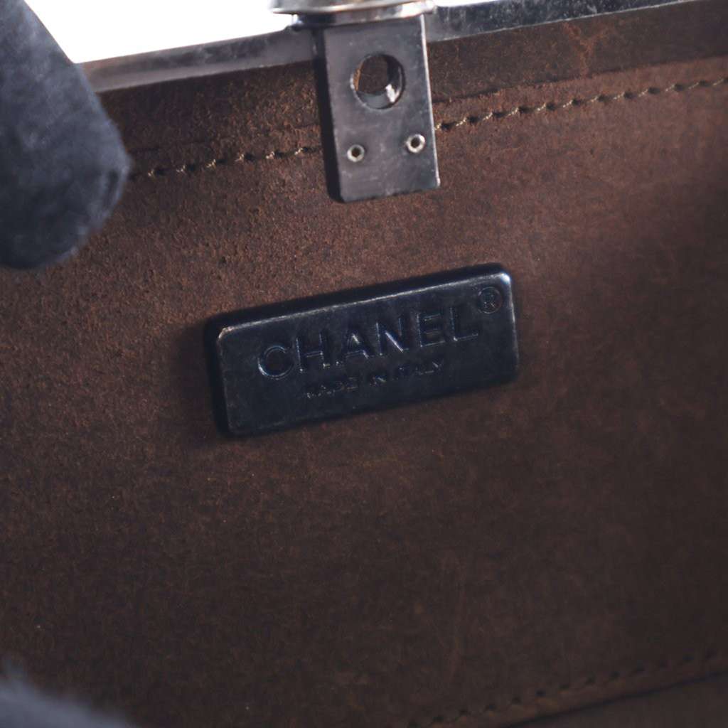 Chanel Paris Edinburgh Mini Gunmetal Grid Cage Clutch on Chain - Image 10