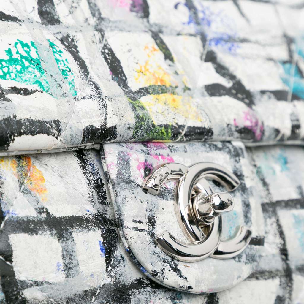 Chanel Medium Calfskin Hand Painted Graffiti Flap - Detail 2