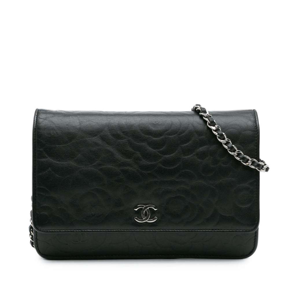 Chanel Camellia Embossed Lambskin Wallet On Chain
