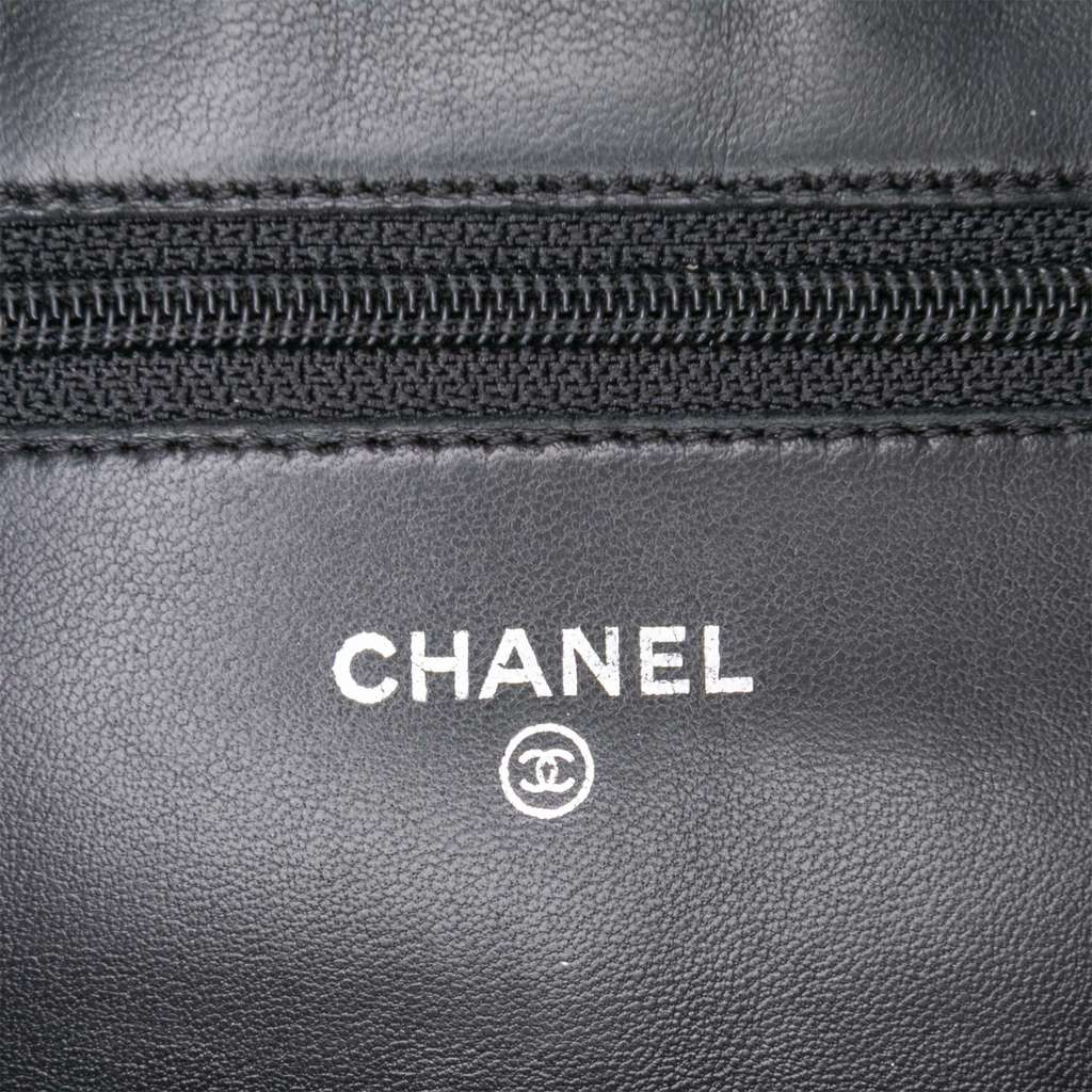 Chanel Camellia Embossed Lambskin Wallet On Chain - Side view