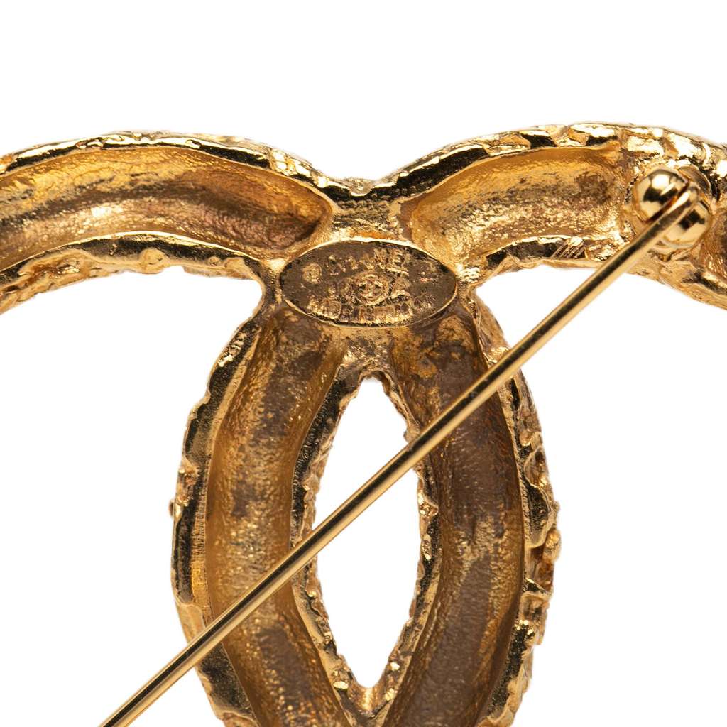 Chanel Gold Plated CC Logo Tassel Lava Fringe Brooch - Image 6