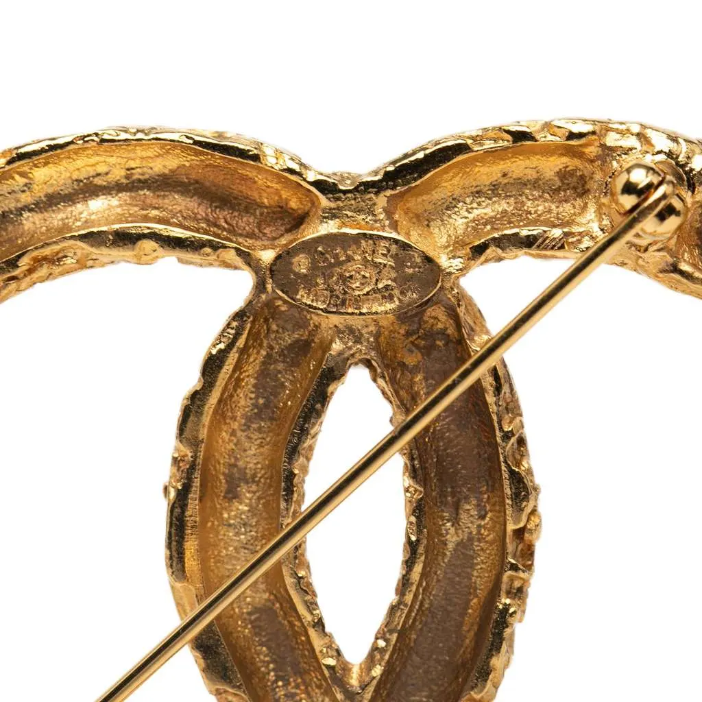 Chanel Gold Plated CC Logo Tassel Lava Fringe Brooch Gold Metal Good - Inside View
